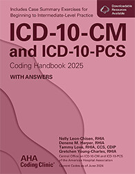 ICD-10-CM and ICD-10-PCS Coding Handbook 2025 With Answers Book Cover